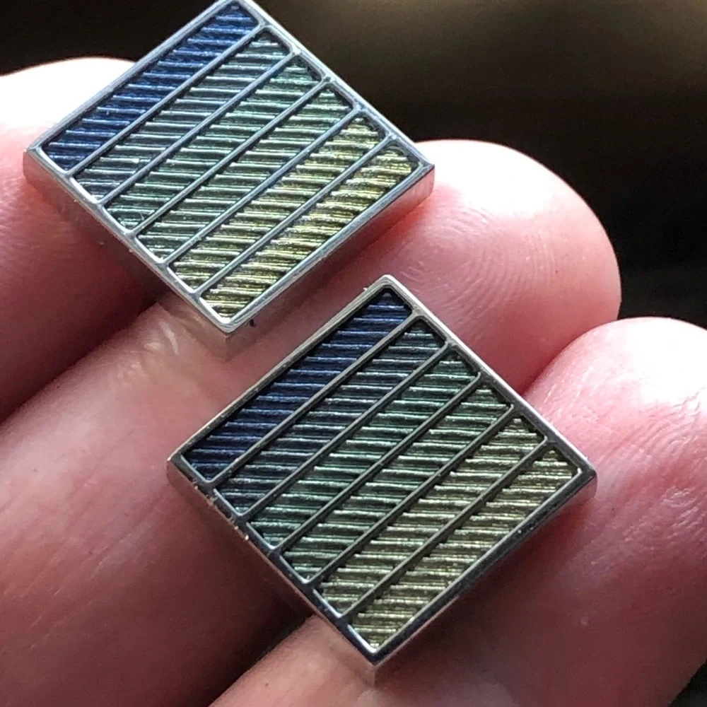 Marks & Spencer blue ombré mix silver cuff links NIB